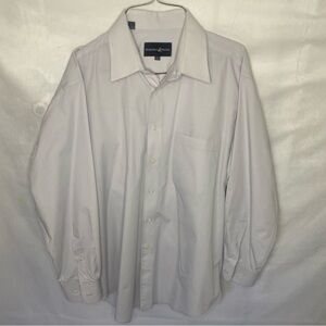 Beverly Hills Polo Club Men's White/Gray Dress Shirt Long Sleeve Large 16.5 2/3